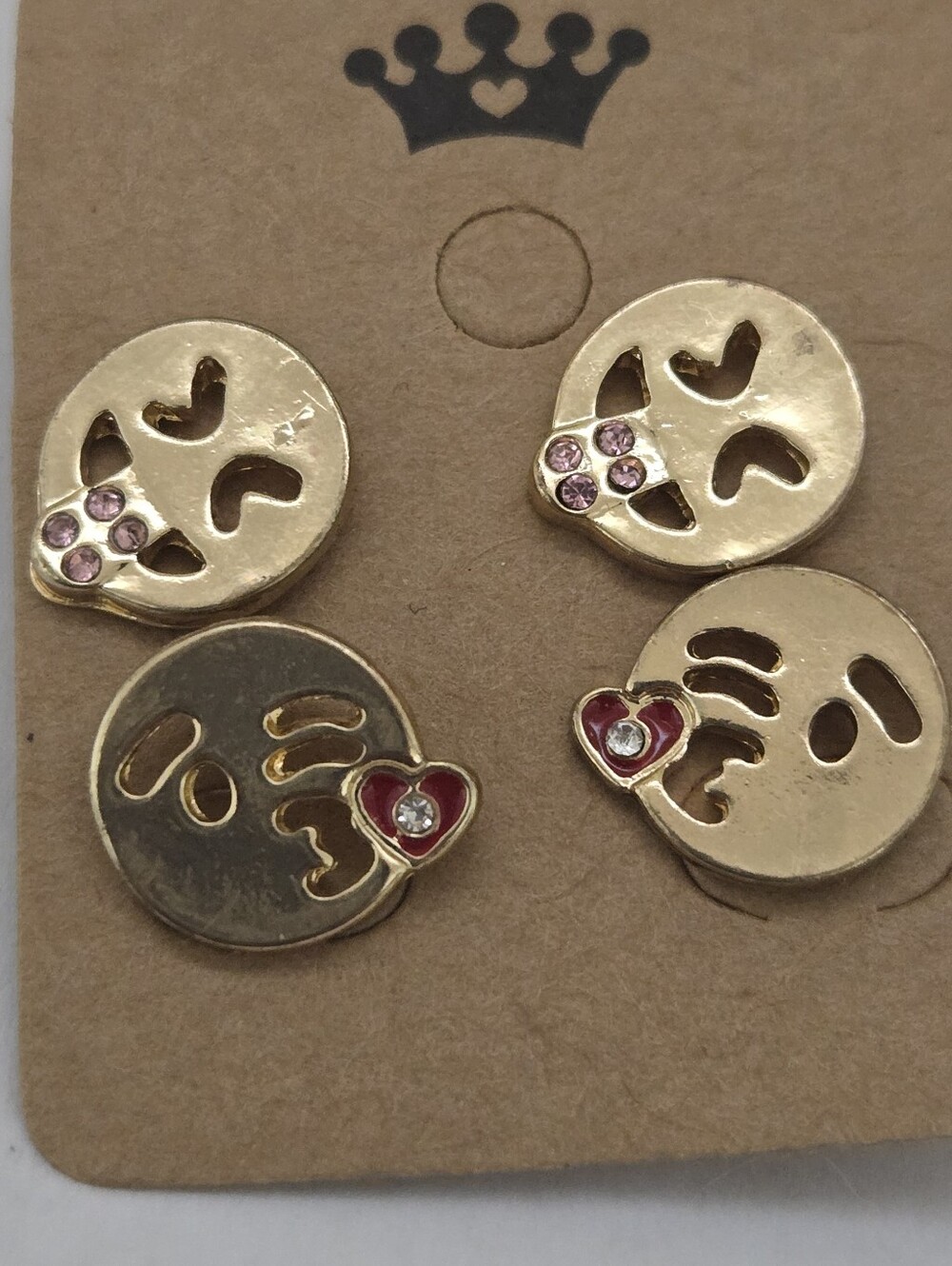 Gold-Tone Kiss Emoji And Sticking Tongue Out Stud Earrings
